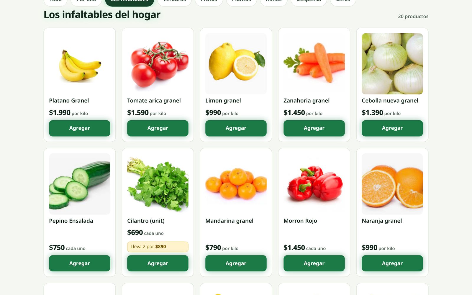 Catálogo real de la tienda online de Vega Edén con fotos de productos